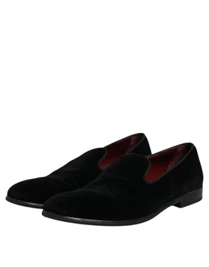 Schwarzer Samt Loafers Formal Männer Kleid Schuhe