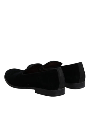 Schwarzer Samt Loafers Formal Männer Kleid Schuhe