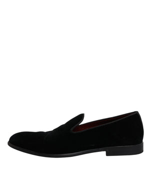 Schwarzer Samt Loafers Formal Männer Kleid Schuhe