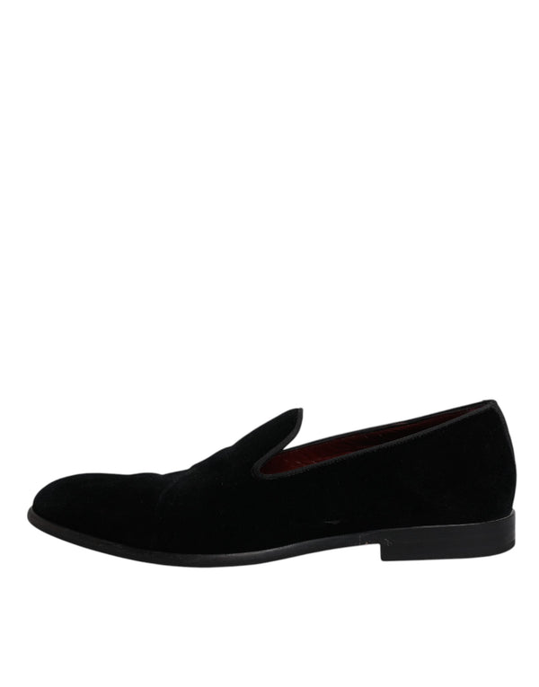 Schwarzer Samt Loafers Formal Männer Kleid Schuhe