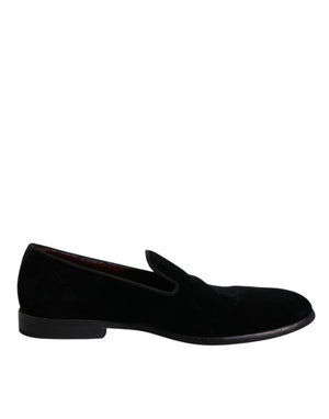 Schwarzer Samt Loafers Formal Männer Kleid Schuhe