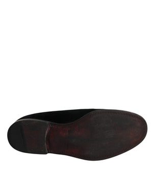 Schwarzer Samt Loafers Formal Männer Kleid Schuhe