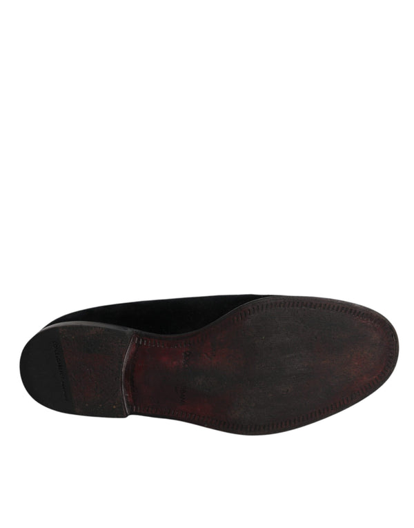 Schwarzer Samt Loafers Formal Männer Kleid Schuhe