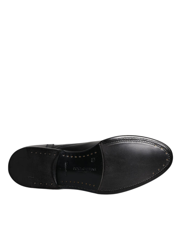 Schwarzes Leder Derby Wingtip Formelle Schuhe