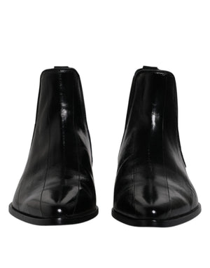 Schwarzes Leder Chelsea Herrenstiefel Schuhe