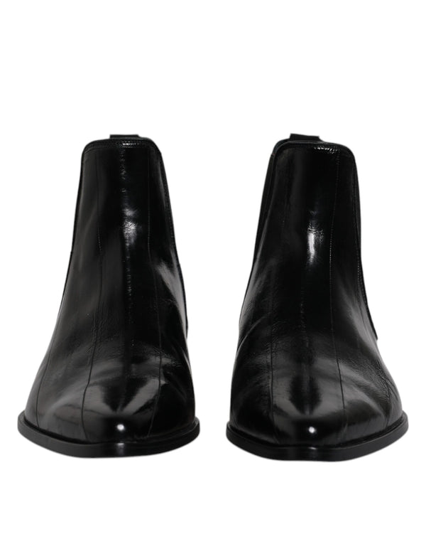 Schwarzes Leder Chelsea Herrenstiefel Schuhe
