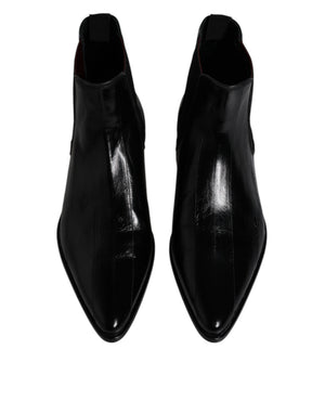 Schwarzes Leder Chelsea Herrenstiefel Schuhe