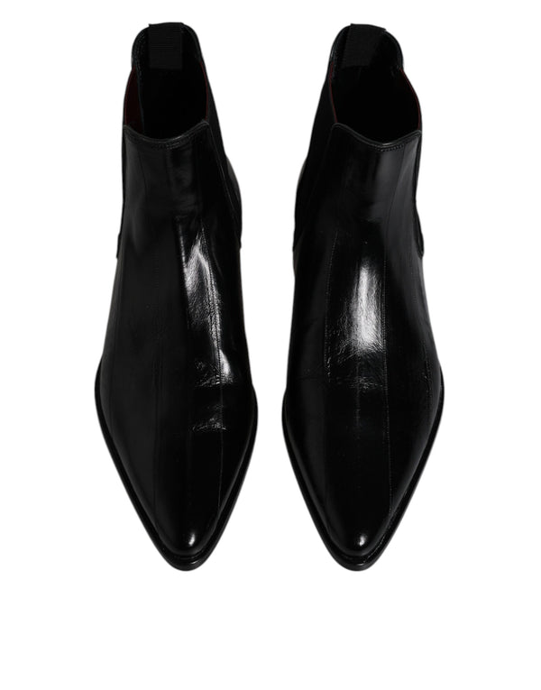 Schwarzes Leder Chelsea Herrenstiefel Schuhe
