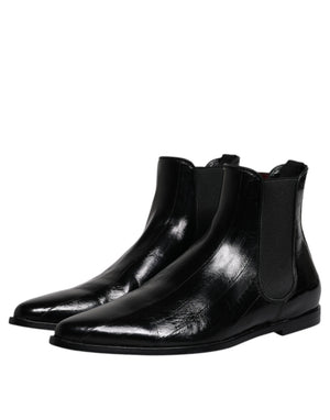 Schwarzes Leder Chelsea Herrenstiefel Schuhe
