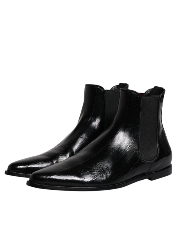 Schwarzes Leder Chelsea Herrenstiefel Schuhe