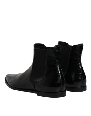 Schwarzes Leder Chelsea Herrenstiefel Schuhe