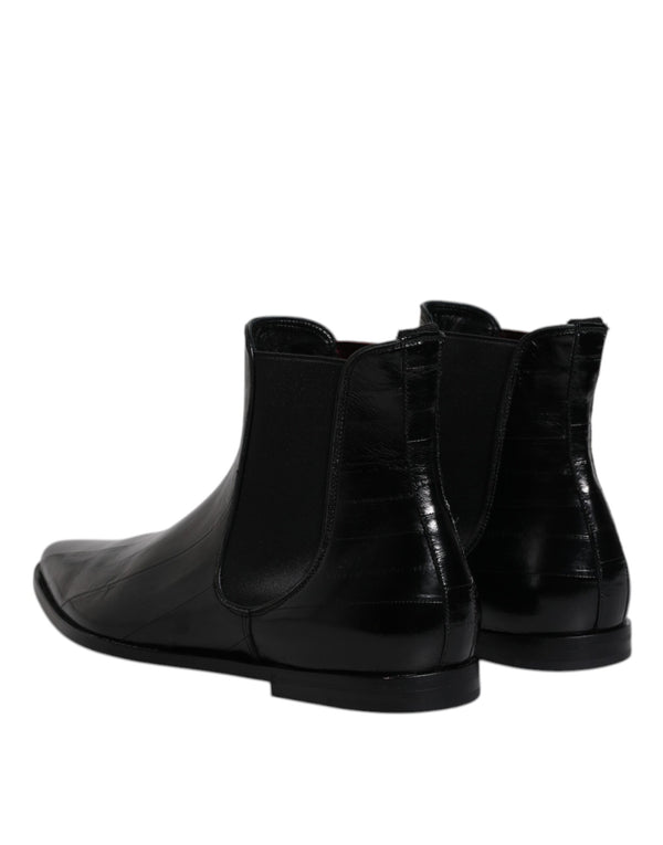 Schwarzes Leder Chelsea Herrenstiefel Schuhe