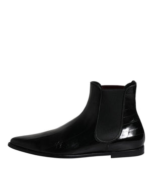 Schwarzes Leder Chelsea Herrenstiefel Schuhe