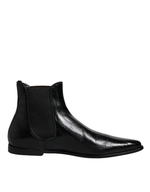 Schwarzes Leder Chelsea Herrenstiefel Schuhe
