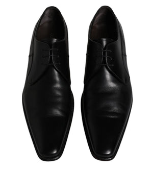 Schwarzes Leder Derby Männer Formelle Anzugschuhe