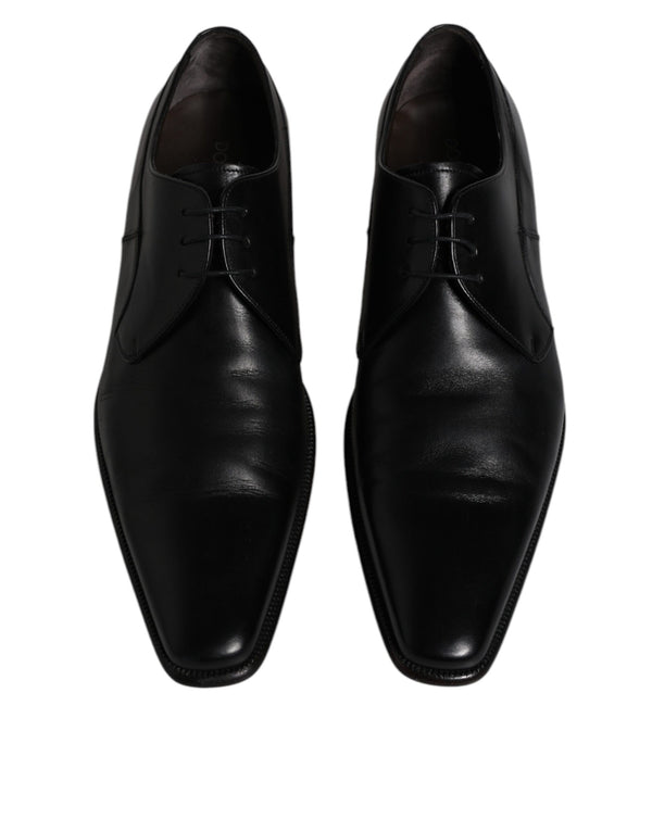Schwarzes Leder Derby Männer Formelle Anzugschuhe