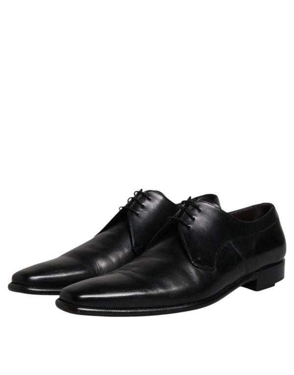 Schwarzes Leder Derby Männer Formelle Anzugschuhe