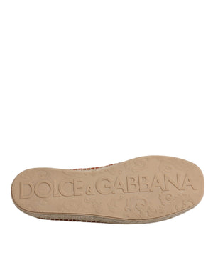 Kastanienbraune gewebte Leder Herren Espadrille Schuhe