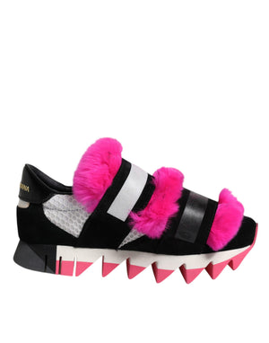 Schwarz Rosa Pelz Verschönert Turnschuhe Schuhe