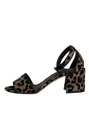 Gold Leopard Lurex Knöchel Strap Heels Sandalen Schuhe