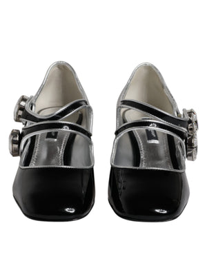 Schwarz Lackleder Kristall Mary Jane Pumps Schuhe