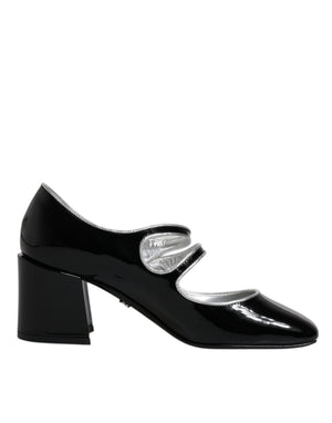 Schwarz Lackleder Kristall Mary Jane Pumps Schuhe