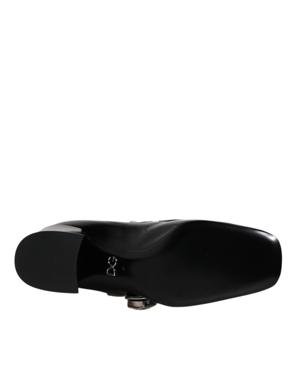 Schwarz Lackleder Kristall Mary Jane Pumps Schuhe