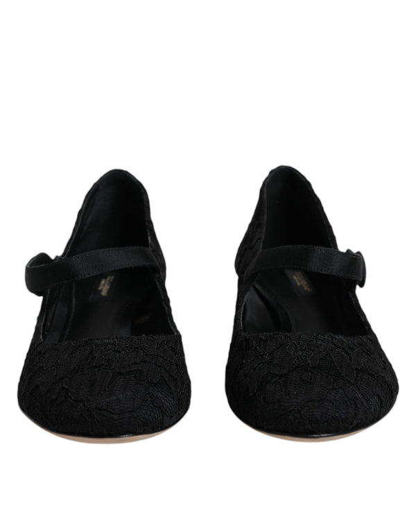 Schwarz Mary Jane Taormina Spitze Pumps Schuhe