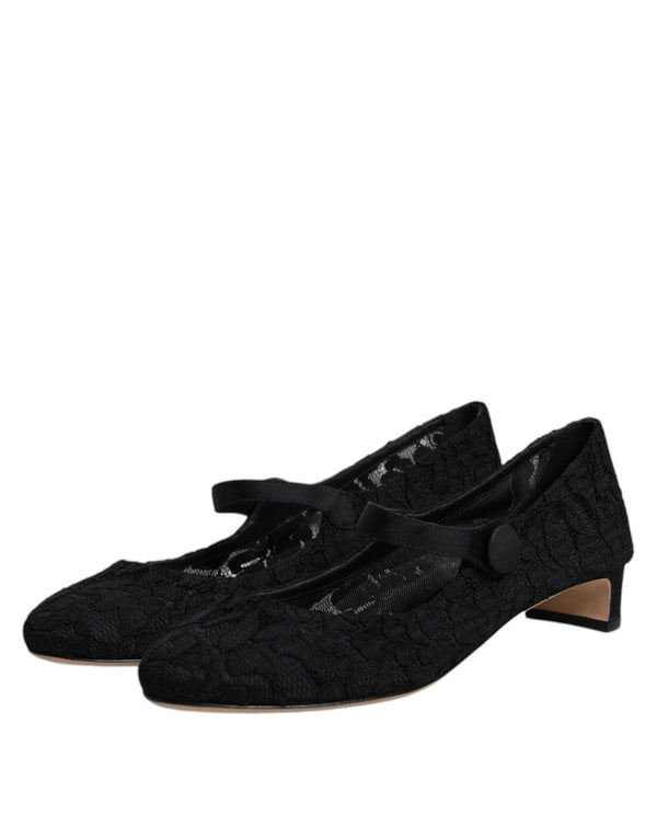 Schwarz Mary Jane Taormina Spitze Pumps Schuhe