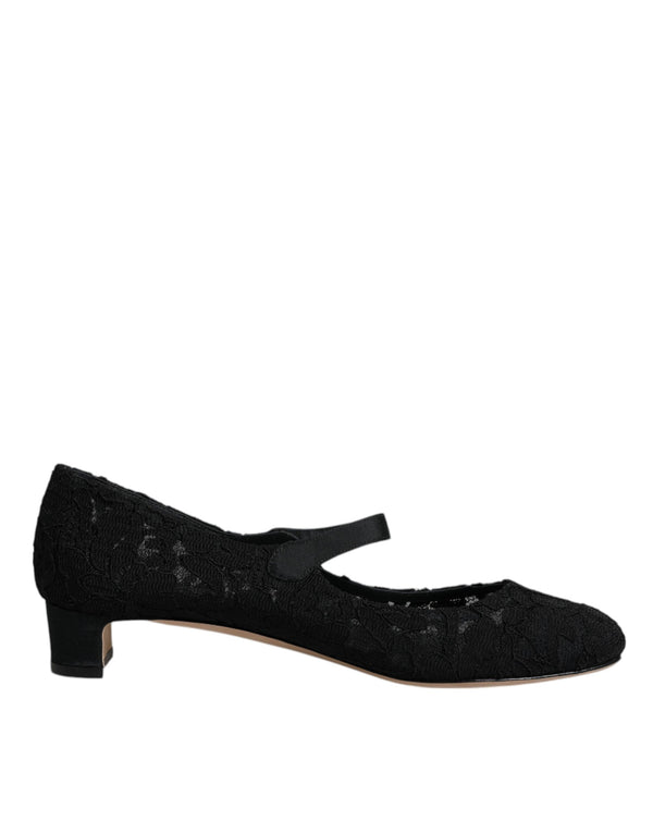 Schwarz Mary Jane Taormina Spitze Pumps Schuhe