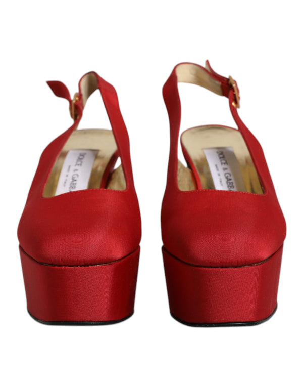 Rot Plateau Slingback Heels Sandalen Schuhe
