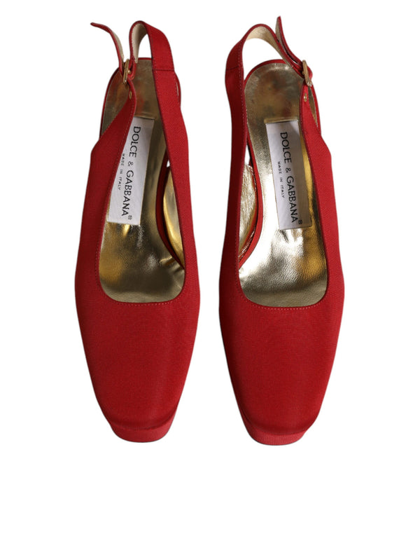 Rot Plateau Slingback Heels Sandalen Schuhe