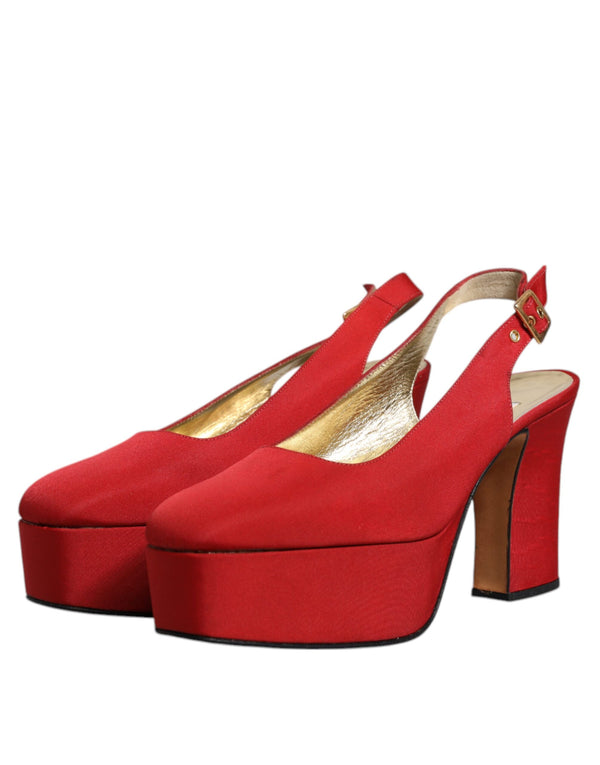 Rot Plateau Slingback Heels Sandalen Schuhe