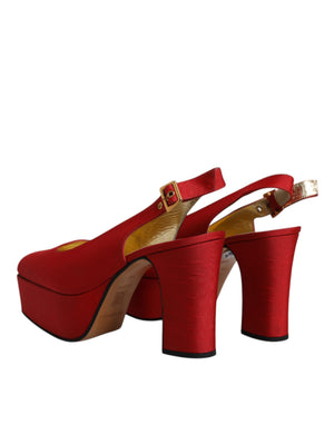 Rot Plateau Slingback Heels Sandalen Schuhe