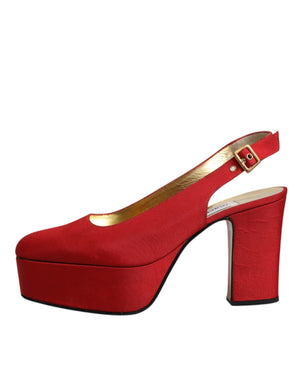 Rot Plateau Slingback Heels Sandalen Schuhe