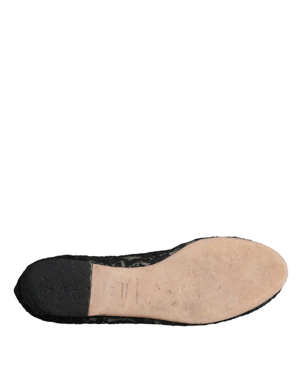 Schwarz Taormina Spitze Slip On Flats Schuhe