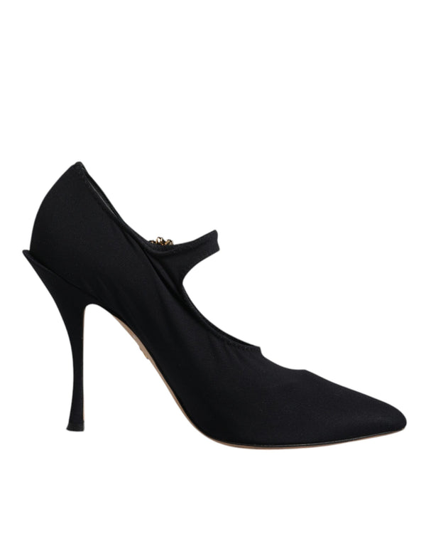 Schwarz Mary Jane Stretch Kristall Pumps Schuhe