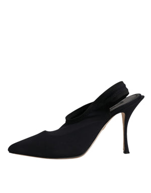 Schwarze Jersey Stretch Heels Slingback Schuhe