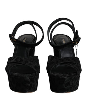 Schwarz Leopard Plateau Heels Sandalen Schuhe
