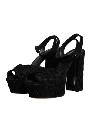 Schwarz Leopard Plateau Heels Sandalen Schuhe