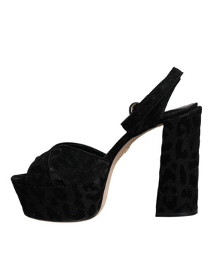 Schwarz Leopard Plateau Heels Sandalen Schuhe