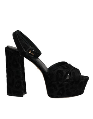 Schwarz Leopard Plateau Heels Sandalen Schuhe
