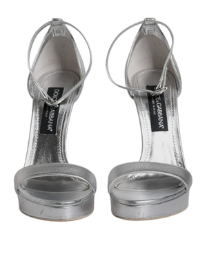 Silberne Leder Plateau Keira Sandalen Schuhe