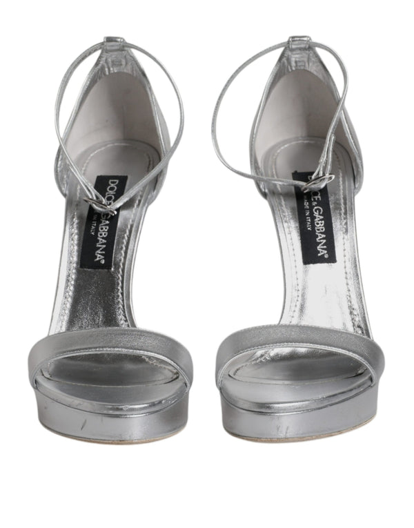 Silberne Leder Plateau Keira Sandalen Schuhe