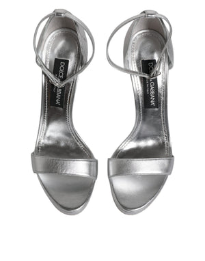 Silberne Leder Plateau Keira Sandalen Schuhe