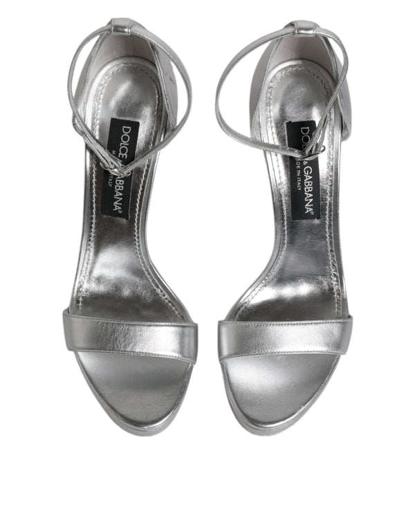 Silberne Leder Plateau Keira Sandalen Schuhe