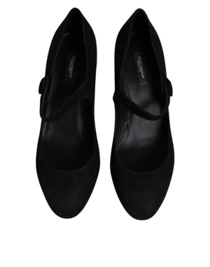 Schwarz Wildleder Leder Blockabsatz Pumps Schuhe