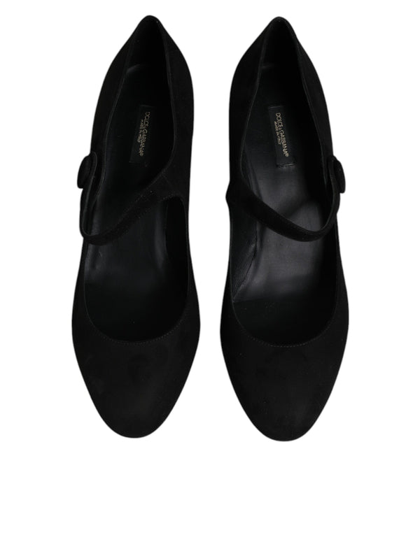 Schwarz Wildleder Leder Blockabsatz Pumps Schuhe