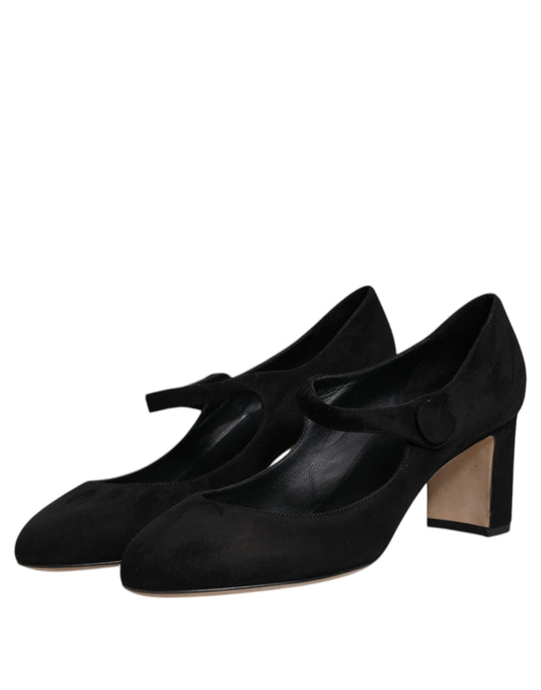 Schwarz Wildleder Leder Blockabsatz Pumps Schuhe