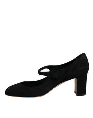 Schwarz Wildleder Leder Blockabsatz Pumps Schuhe